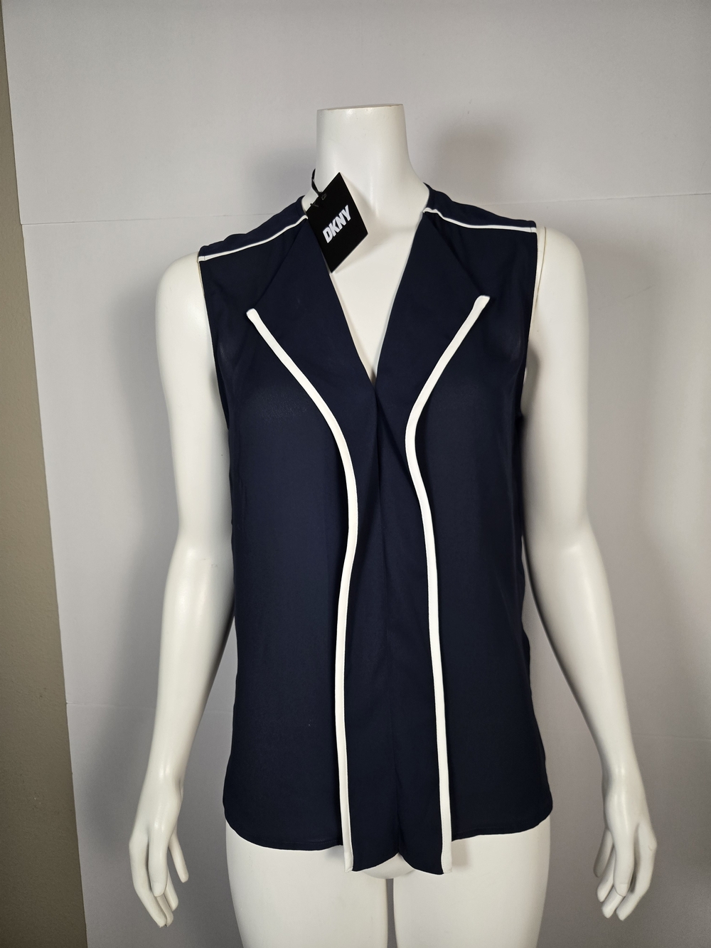 DKNY Navy Camisole with White Piping Detail